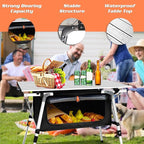 35IN Aluminum Camping Table with Large Storage Bag, Portable Roll-Up Folding Camp Table Adjustable Height Outdoor Kitchen for Camping Picnic Beach