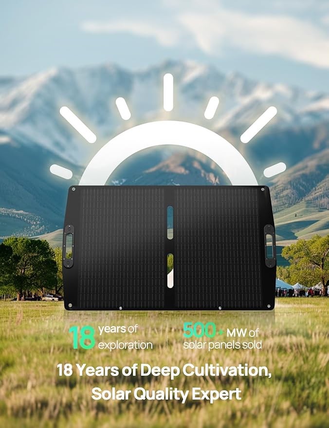 ECO-WORTHY 100W Portable Solar Panel,ETFE Foldable Solar Panel 23% High Efficiency,for Power Station,with Adjustable Kickstand for Camping RV Hiking Off-Grid Blackouts