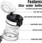 OLDLEY Water Bottle, 32oz Motivational Sports Water Bottle with Time Marker - Times to Drink - Tritan, BPA Free, Wide Mouth Leakproof,Capacity Clear