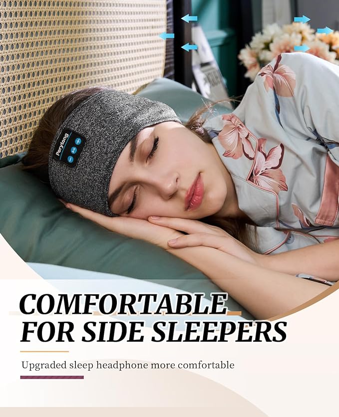 Perytong Sleep Headphones Wireless, Bluetooth Sports Headband Headphones with Ultra-Thin HD Stereo Speakers Perfect for Sleeping,Workout,Jogging,Yoga,Insomnia, Air Travel, Meditation (Grey)