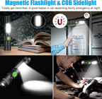USB Rechargeable Flashlight, Magnetic LED Flashlight, Super Bright LED Tactical Flashlight with Cob Worklight,Waterproof,Zoomable Small LED Flashlight for Camping, Flashlight with Holsters