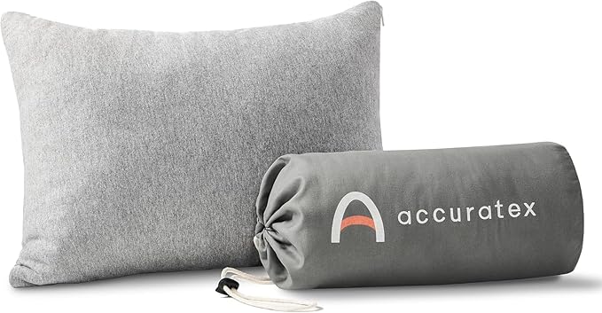 ACCURATEX Camping Pillow-100% Cotton Breathable Cover,Shredded Memory Foam Compressible Travel Pillow,Camping&Travel Accessories-Small Backpacking Pillow Camping Essentials for Sleeping,Car&Airplane