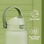 40 oz Insulated Water Bottle with Straw: Meoky Stainless Steel Metal Water Bottle with 2-in-1 Lid - Leak Proof, Cold for 24 Hours, Protective Silicone Base, BPA-Free for Sports Gym, Sage