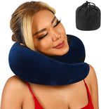 Travel Pillow uses Memory Foam to Support Neck Comfort, car Travel, Compact,Airplane Sleep Pillow Dark Blue