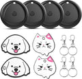 Air Tracker Tags-4 Pack and 4 Free Leather Keychain Holder Work with Apple Find My (iOS Only), Bluetooth Tracker Key Finder, Replaceable Battery Smart Tag Item Locator for Keys, Wallet, Luggage
