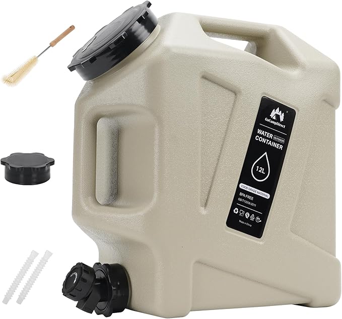 Camping Water Container - 3.2 Gallan Water Jug with Spigot | Portable Water Tank for Outdoor Hiking Picnic Supplies-Grey