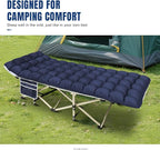 YELLOW JACKET Camping Cot with Mattress for Adults, Folding Sleeping Cot 600lbs Max Load, Portable Camping Cot with Carry Bag, 28" Wide Cot for Camping, Home,Office,Travel (Blue)