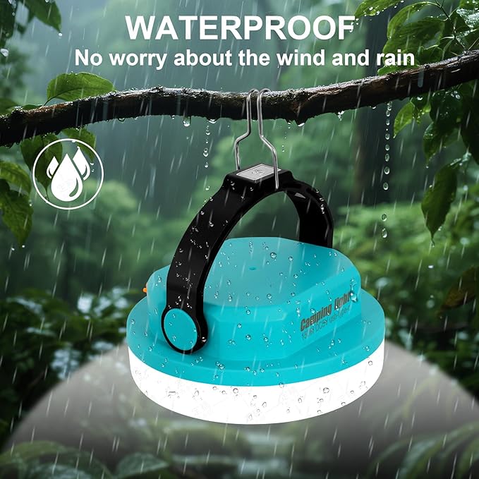 Outdoor Camping lamp Rechargeable lamp, Portable Lighting lamp. Equipped with 6 Brightness Settings, Tent lamp with Hook, Suitable for Power outages, Hiking, and Emergencies. (Blue)