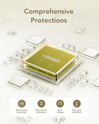 VEGER Portable Charger with Built-in AC Plug and Cables, All in One 10000mAh Ultra-Slim Power Bank, 15W Fast Charging for iPhone, Samsung, Android, Travel Essential (Yellow)