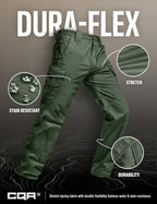 CQR Men's Flex Ripstop Tactical Pants, Water Resistant Stretch Cargo Pants, Lightweight EDC Hiking Work Pants