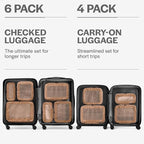 Compression Packing Cubes for Travel - Luggage Organizer Bags - Double Zipper Packing Cubes for Suitcases (4-Pack, Mocha)