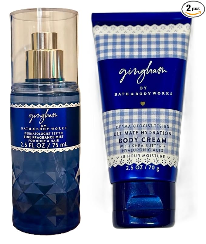 Bath & Body Works TRAVEL SIZE Mist and Cream Set - 5 oz each set (Gingham)