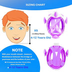 Kids Snorkel Mask, Full Face Snorkel Mask for Kids 4-16, 180 HD View Anti-Fog Anti-Leak Snorkel Mask for Kids Snorkel Set Snorkeling Gear for Kids