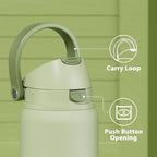 32 oz Insulated Water Bottle with Straw: Meoky Stainless Steel Metal Water Bottle with 2-in-1 Lid - Leak Proof, Cold for 24 Hours, Protective Silicone Base, BPA-Free for Sports Gym, Sage