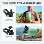 BUZIO 128oz Gallon Water Bottle, Insulated Water Jug with Straw Lid and Carrying Sleeve (Cold for 48 Hrs) Stainless Steel Hydro Metal Canteen Water Flask, Gradient Green