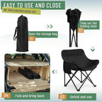 2 Pack Compact Camping Chairs Portable Folding for Outside with Carry Bag Lightweight Moon Chairs for Travel Picnic Hiking Beach Fishing, 600D Oxford, Supports 330lbs(Grey, Black)