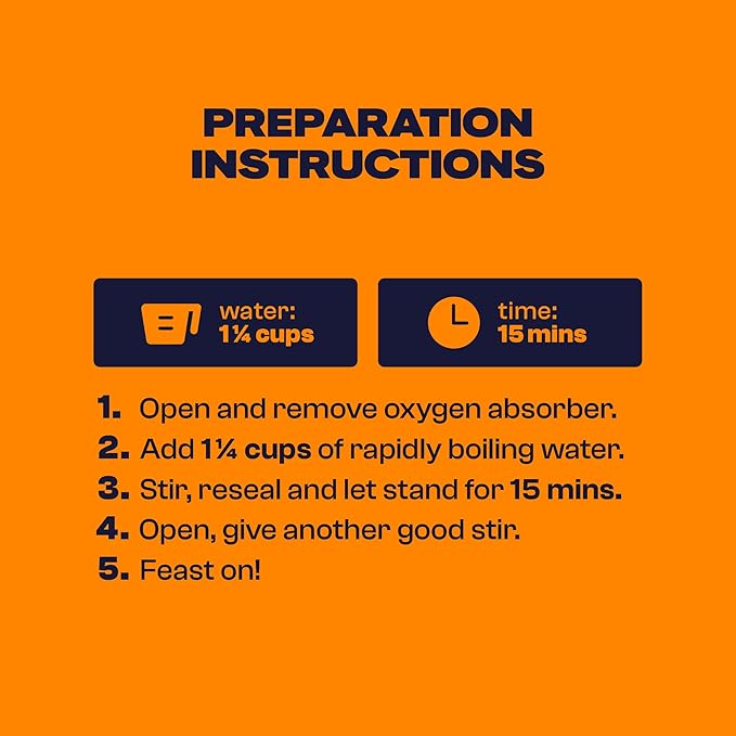 BIGHORN Mountain Food Rich & Creamy Pasta Carbonara - premium freeze dried meals for backpacking food - dehydrated camping food for backpacking meals - 2 servings