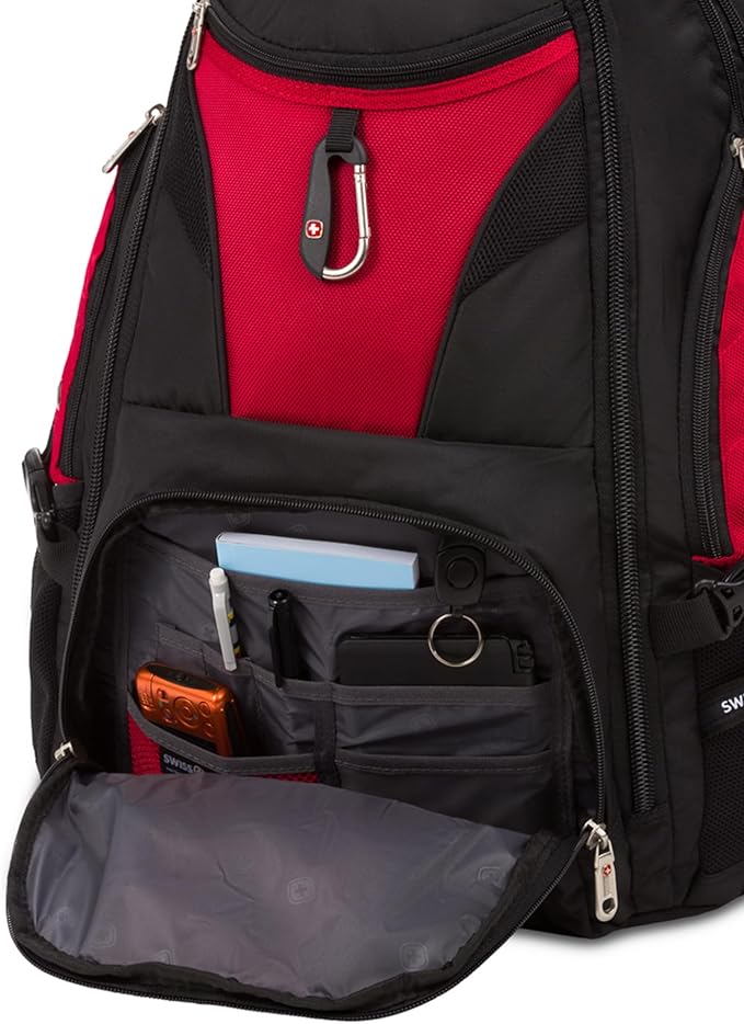 SwissGear 1900 Scansmart TSA 17-Inch Laptop Backpack, Black/Red