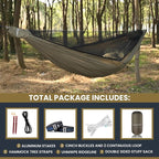Onewind 11ft Camping Hammock with Mosquito Net and Structure Ridgeline, Lightweight Portable Hammock with 12ft Tree Straps Ideal for Outdoor Hiking Backpacking, OD Green