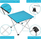 Grope Portable Camping Table with Aluminum Table Top, Folding Beach Table Easy to Carry, Prefect for Outdoor, Picnic, BBQ, Cooking, Festival, Beach, Home (Deep Blue-S)