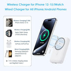 Magnetic Portable Charger 10800mAh,4-in-1 Wireless Power Bank with iWatch Charger, QC4.0+20W PD Fast Charging USB C Battery Pack with LCD Display for Magsafe,iPhone 16/15/14/13/12,Apple Watch (White)