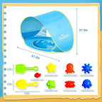 Monobeach Baby Beach Tent with Beach Sand Toys Pop Up Portable Shade Pool UPF50+ UV Protection Sun Shelter for Infant with Easy Set Up Canopy (Blue with Toys)