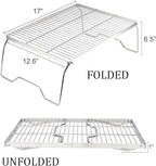 ZORMY 17" Large Folding Campfire Grill, 304 Stainless Steel Firepit Grill Grate, Heavy Duty Portable Camping Grill with Carrying Bag, Gas BBQ Grill Grate for Backpacking, Hiking, Picnics (Large)