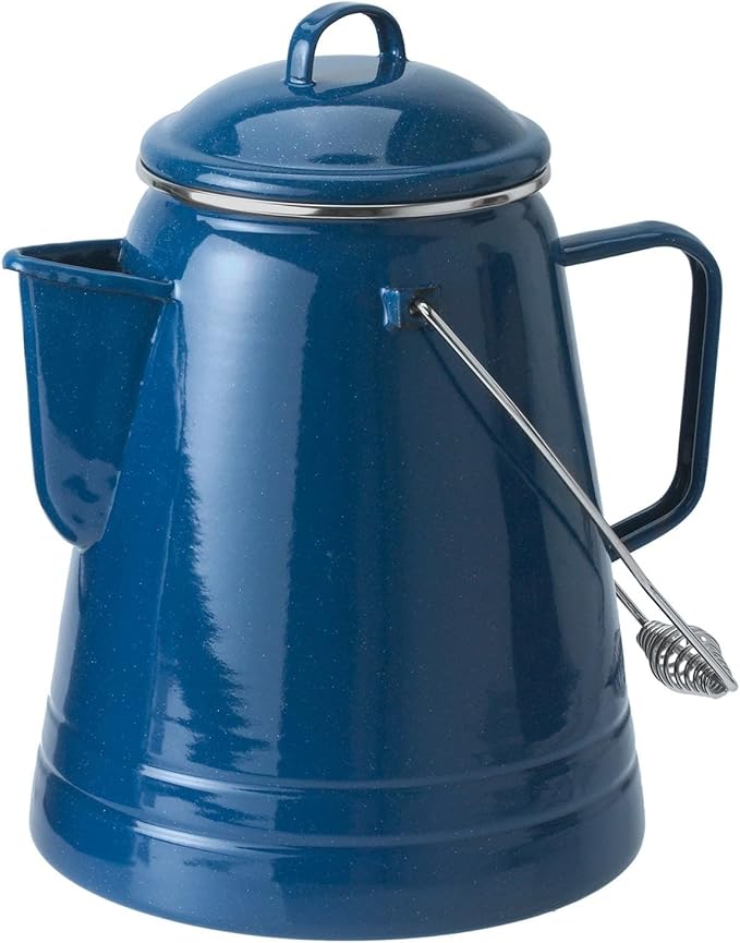 GSI Outdoors 15166 Pioneer Enamel Camping Coffee Pot - 36 Cups, Blue
