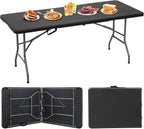 BestOffice Outdoor Folding Camping Table Plastic Table Portable Square Height Dining Table Perfect for Picnics,Parties,Party and Camping,Black Ratten