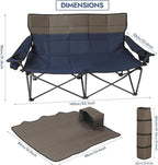 Oversized Double Camping Chairs, Folding Outdoor Chairs with Padded Roll Tote, Heavy Duty Camping Chair for Beach, Lawn, Fishing, and Sports (Blue+Gray)