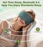 Bamboo Cotton Sleep Mask with Bluetooth Wireless Headphones - Blackout Eye Mask for Sleeping 3D Contoured Sleep Headband Ear Muffs Lengthen & Low Noise Hook for Better Experience (Grey)