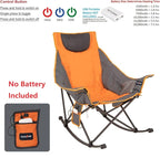 SUNNYFEEL Oversized Heated Camping Chair 2 Pack, Folding Rocking Camping Chairs with Luxury Padded Recliner,Carry Bag, 300 LBS Heavy Duty for Lawn/Outdoor/Picnic/Patio, Portable Rocker Camp Chair