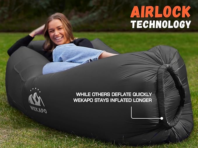 WEKAPO Inflatable Sun Lounger, Air Sofa, Hammock, Portable, Waterproof and Leak-Proof, Ideal for Backyard, Beach, Travel, Camping, Picnics and Music Festivals