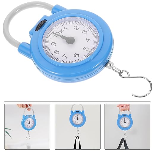 ibasenice Portable Hanging Luggage Scale with Spring Hook High Precision Mechanical Bag Weight Scale for Travel and Postal Use Blue Compact