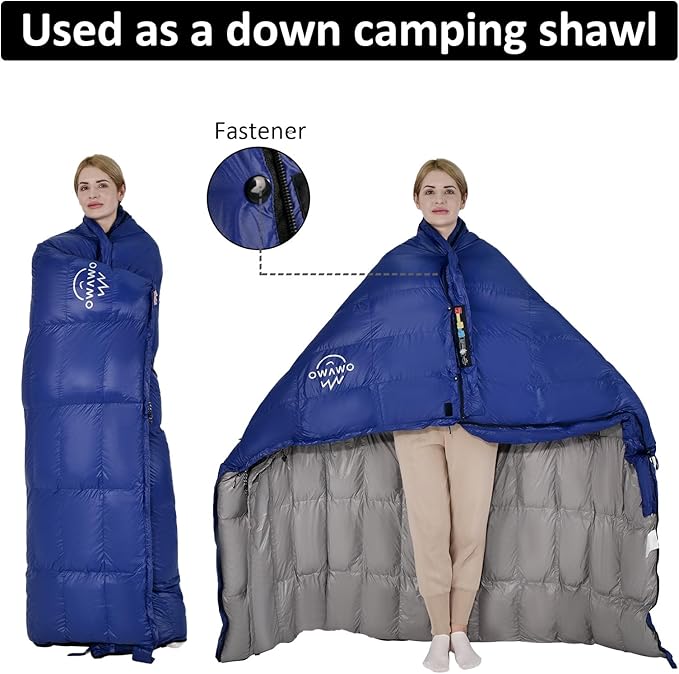 -10°F 0°F 10°F 15°F Down Sleeping Bag for Adults,800/650 Fill Power,Ultralight Wearable 4 Season Cold Weather Rectangle Sleeping Bag for Camping Hiking,Can be Used as a Down Blanket or Cloak