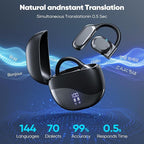 AI Translation Earbuds with Real-Time 144 Language Support, Bluetooth 5.4 Wireless Headphones for Travel, Business & Learning, 80H Playtime Compatible with iOS & Android, Includes Charging Case