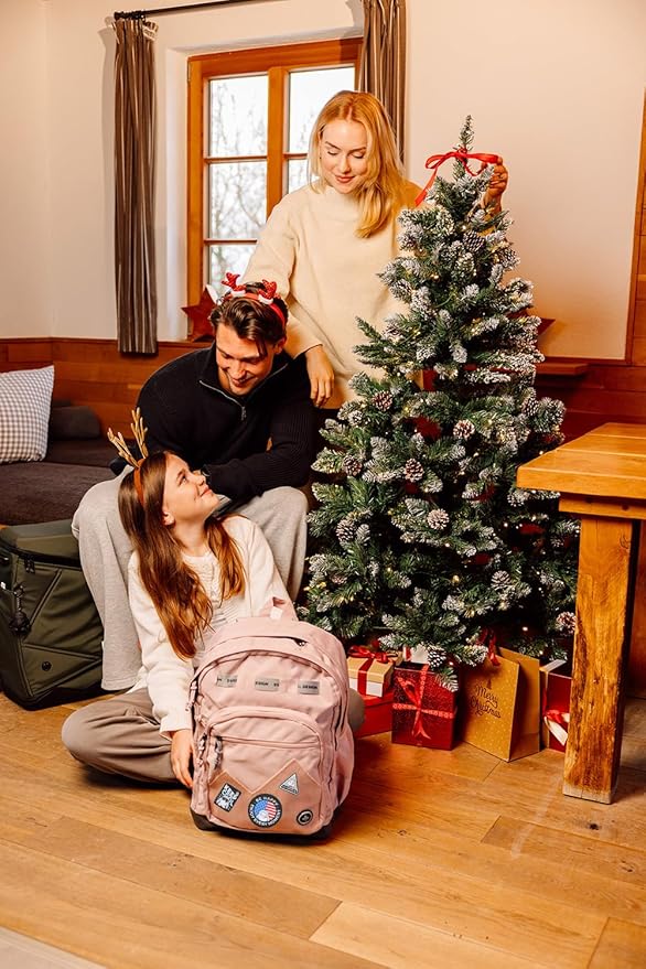 Swissdigital Design Big Student Laptop Backpack with Fun Personalized Patches For College Boy & Girl, Middle High School Teen Bookbag Cool Travel Daypack Mocha Brown - Includes 3 Patches | SD1718-35