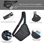 Anti Theft Crossbody Bags Sling Bag for Women Men Waterproof Wander Bag for Sports and Travel. (3.0BLACK, Large)