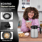 34Oz Thermal Coffee Carafes For Keeping Hot/Cold, Stainless Steel Coffee Carafe, Dustproof Insulated Water Carafe for Party/Home,Silver