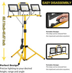 21000 lumens LED Work Light, IP66 Waterproof Portable Work Light, with Tripod, 16.4-Foot (About 5 Meters) Wire; Suitable for Outdoor and Indoor Workshop, Garage, and Construction site Lighting