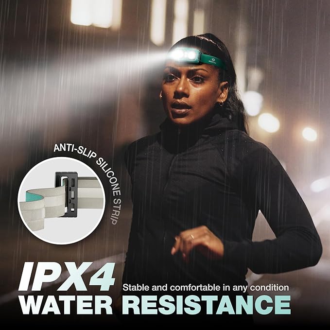 Mossy Oak 600 Lumens Rechargeable Headlamp, Lightweight LED Headlight with White & Red Light, Waterproof Head Lamp with Non-Slip Band, Dimmable & Memory Function for Camping, Running, Hiking, Outdoor