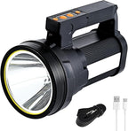 Rechargeable Spotlight Flashlight 15000 Lumen Handheld Spotlight 10800mah LED Big Searchlight Twin Side Flood Light for During Hurricane Emergency Outages Hunting Hiking Boating Camping Lantern