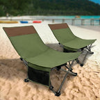 Compact Backpack Beach Chairs 2 Pack with Adjustable Backrest & Side Pocket, Low Folding Camping Chairs for Adults, Portable Reclining Chairs for Beach, Lawn, Travel