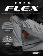 CQR Men's Flex Ripstop Tactical Pants, Water Resistant Stretch Cargo Pants, Lightweight EDC Hiking Work Pants