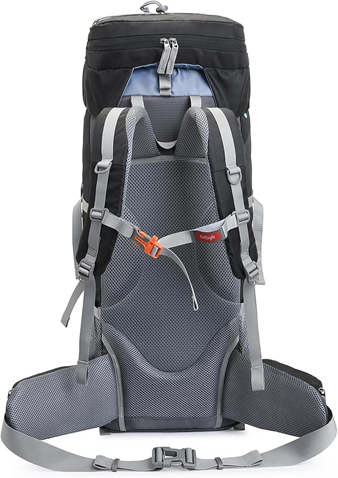 Bseash 60L Waterproof Hiking Camping Backpack with Rain Cover, Lightweight Outdoor Sport Travel Daypack for Climbing Touring (Black)