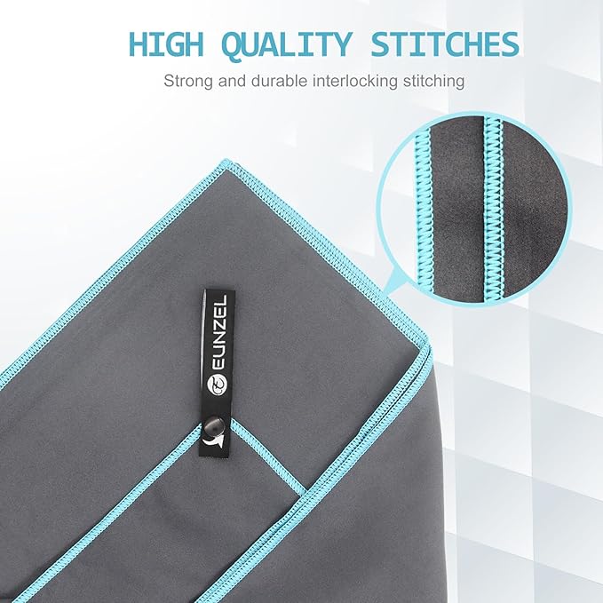 Eunzel Quick Dry Camping Towel, Microfiber Travel Towel 3 Size at 1 Pack,Fast Drying Towel Set for Camping, Beach, Gym, Sports, Yoga & Swimming Pool, Grey