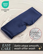 Zenssia Satin Sleep Mask for Women and Men, Lightweight Padded Eye Mask with Adjustable Strap, Comfort Blackout for Travel and Nap - Navy Blue