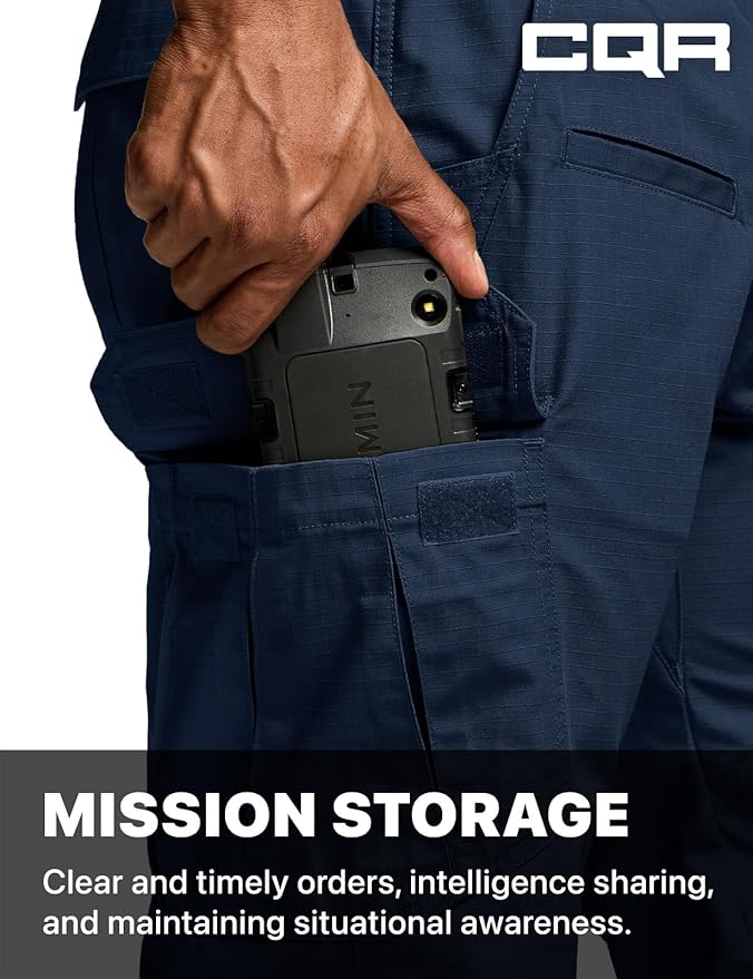 CQR Men's Tactical Pants, Water Resistant Ripstop Cargo Pants, Lightweight EDC Work Hiking Pants, Outdoor Apparel
