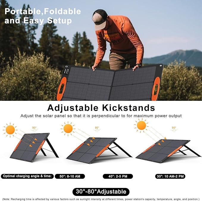 N-Type 16BB 100W Portable Solar Panel 18V ETFE Portable Foldable Solar Charger NextGen 25% High Conversion Folding Solar Panel for Camping Outdoor RV
