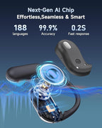 AI Translation Earbuds Real Time,188 Language Translator Earbuds,Bluetooth 6.1 Audifonos Traductores Inglés Español,OWS 4-in-1 Translation Headphones,Translator Headphones Suitable for Travel Learning